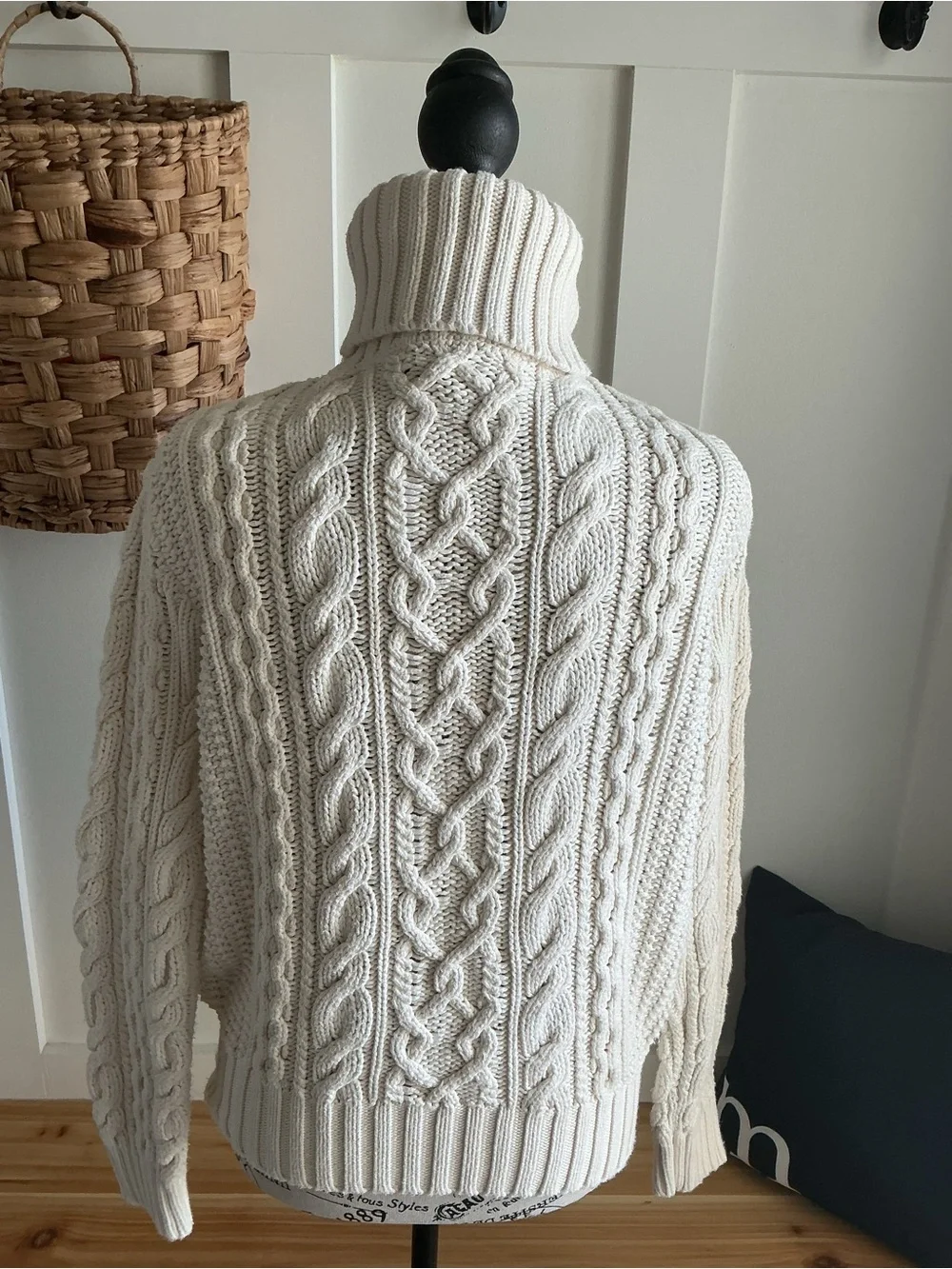 Ralph Lauren Cream Cable-Knit Turtleneck Sweater